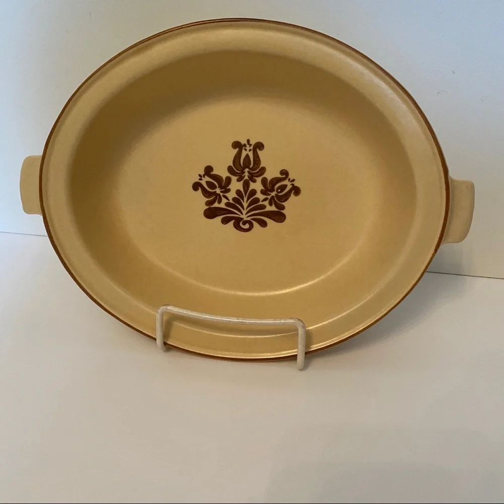 PFALTZGRAFF DISH SERVING VILLAGE PATTERN TAN BROWN DINING CASSEROLE BAKER HOME